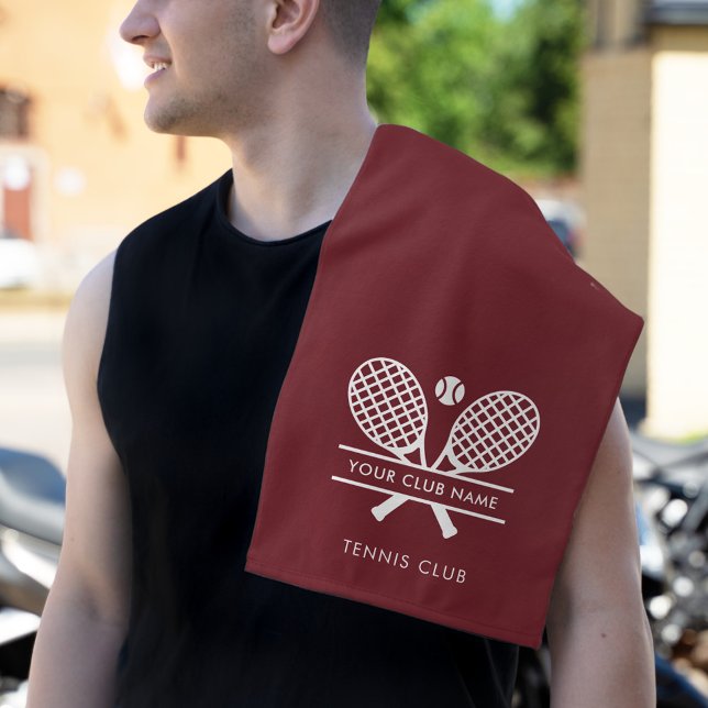 Ajouter Votre Nom Club Tennis Team Bourgogne (Lawn Tennis Country Club Rackets Motif Maroon Hand Towel)