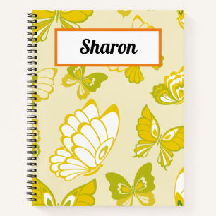 Ajouter votre nom Motif papillon jaune Carnet