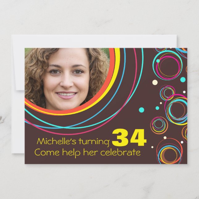 Ajouter votre photo funky invitation de 34e annive (Devant)
