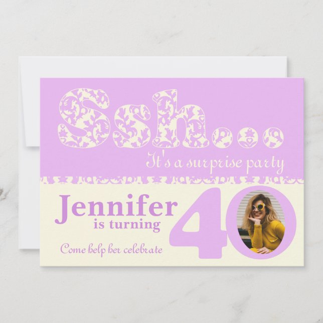 Ajouter votre photo ssh surprise invitation de 40e (Devant)