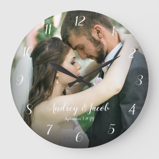Ajouter Votre Propre Photo Mariage Horloge Ronde P (Recto)