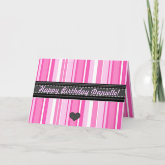 Ajouter Votre Propre Texte Pink Stripes Carte Anni