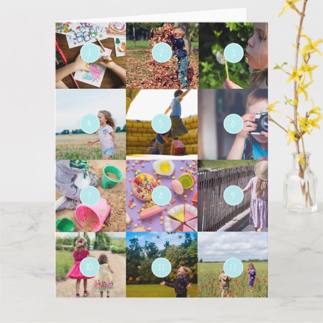 Ajoutez vos propres 12 Photos Carte personnalisabl (Fleur jaune)