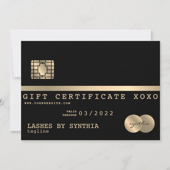 Ajoutez votre certificat cadeau de carte de crédit (Devant)