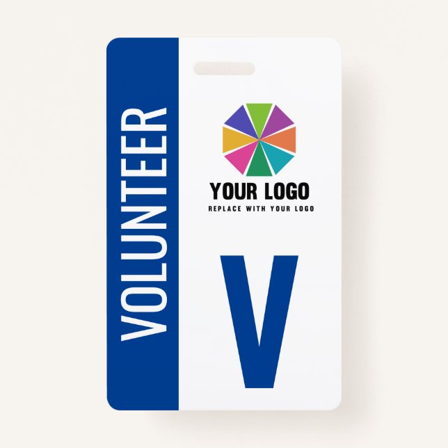 Ajoutez votre logo Bleu Badge Volontaire (Devant)