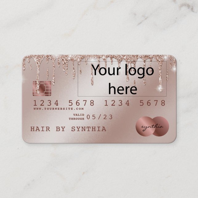 Ajoutez Votre Logo Carte de crédit Rose Styled Gol (Devant)