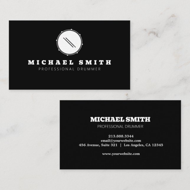 Ajoutez votre logo personnalisé Drummer Carte de v (Devant / Derrière)