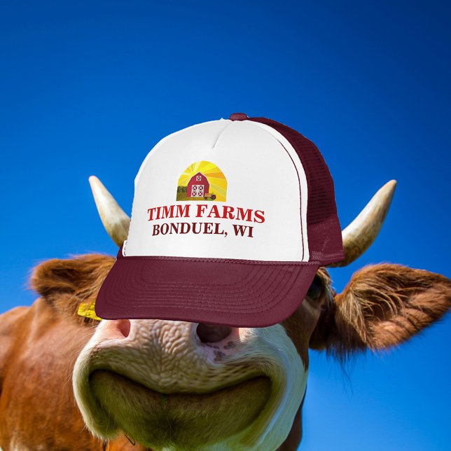 Ajoutez votre nom au Casquette de Red Barn Big Sun (Add Your Name to Red Barn Big Sun Sky Farmer's Hat)