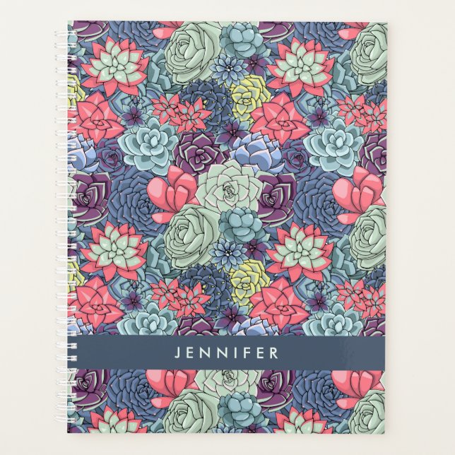 Ajoutez votre nom | Colorful Succulent Motif (Devant)