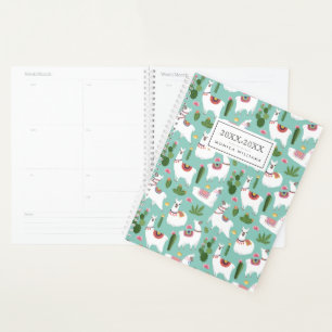 Ajoutez votre nom Cute Llamas Sur Motif Turquois