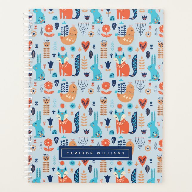 Ajoutez votre nom | Folk Art Woodland Animal Motif (Devant)