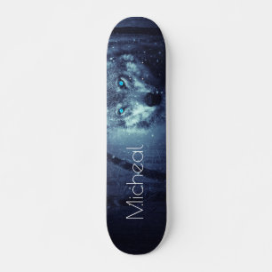 AJOUTEZ VOTRE NOM/Loup dans le skateboard de neige
