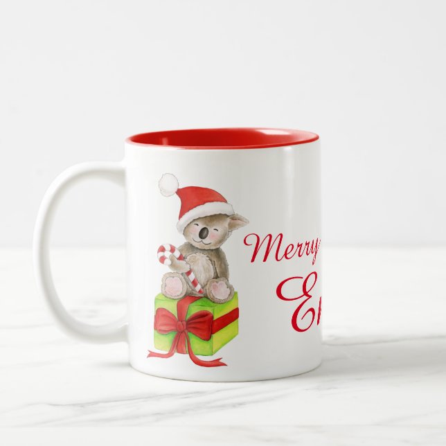 Ajoutez votre propre tasse nommée de koala de Noël (Gauche)