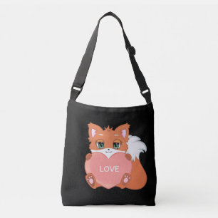 Ajustable Bébé renard mignon avec cœur sur sac bandoulière n