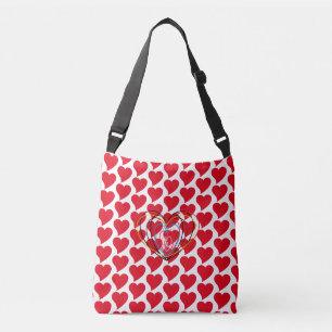 Ajustable Coeurs rouges et blancs de l'amour Sac fourre-tout