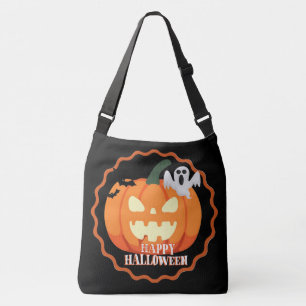 Ajustable Halloween Citrouille & Chats Orange Crossbody Sac