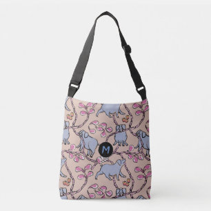 Ajustable Hilarié motif chinois porc année Monogramme sac