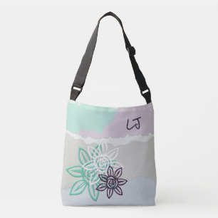 Ajustable Joli Pastel Floral Sac fourre-tout Monogramme
