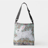 Lapin Blanc Lapin Floral Aqua Cross Body Sac fourr
