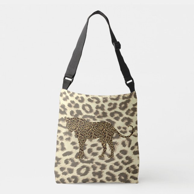Ajustable léopard sur leopard faux fourrure sac de carrosser (Devant)