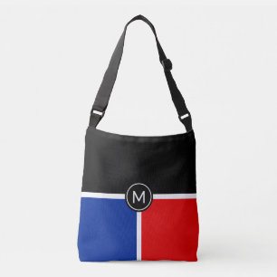 Ajustable Monogramme sur sac bandoulière noir, bleu, rouge