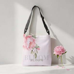 Ajustable Pivoine Florale Rose Fard Sac Cabas Élégant à Mo