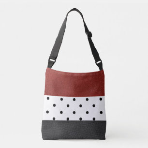 Ajustable Pois en cuir noir/rouge Faux - Sac fourre-tout
