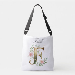 Ajustable Sac à bandoulière à lettre F florale or élégant