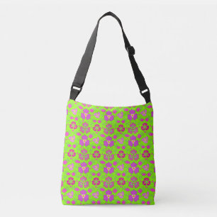 Ajustable Sac à bandoulière à motif Ogee vert et magenta