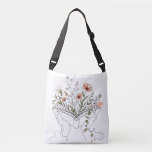 Ajustable Sac à bandoulière Blooms Book Botanical Line Art