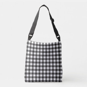 Ajustable Sac à bandoulière carreaux buffle noir et blanc