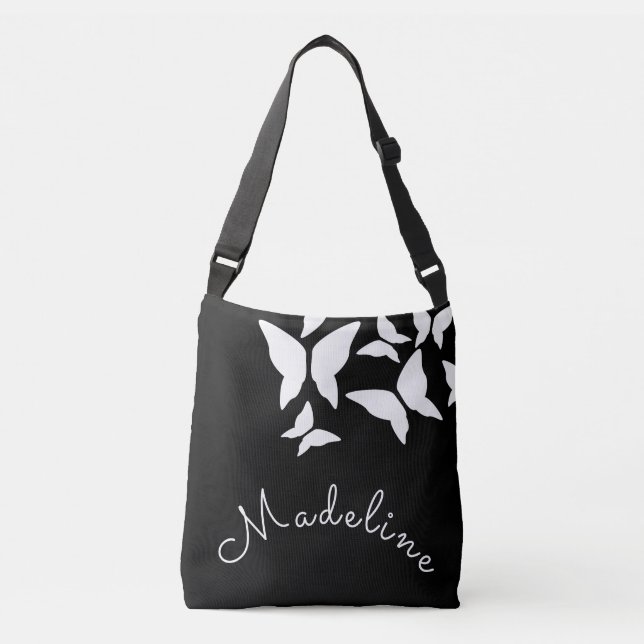 Ajustable Sac à cordon à motif papillons Script Name (Devant)