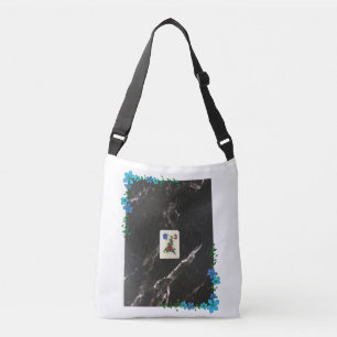 Ajustable Sac à corps croisé Mahjong avec Accent Floral Bleu