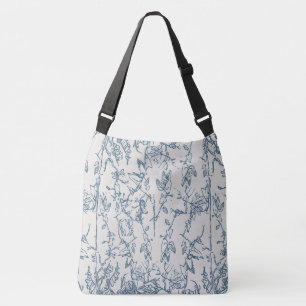 Ajustable Sac à main à motif floral bleu vintage