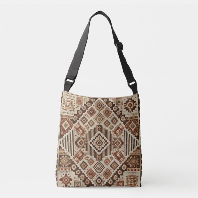Ajustable Sac Boho Crossbody de luxe avec authentique Amazig (Devant)