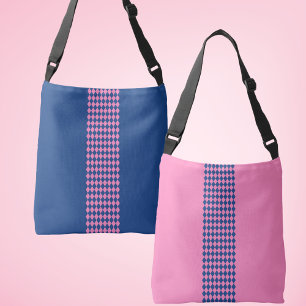 Ajustable Sac carrossable bleu et rose diamant
