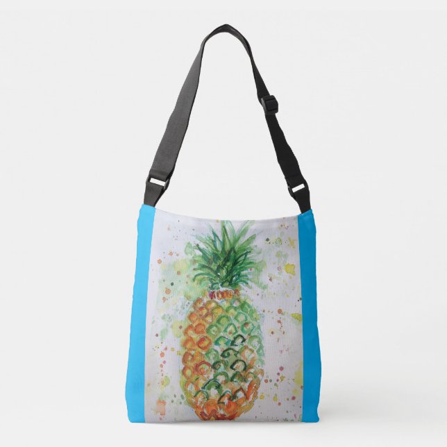 Ajustable Sac carrossable bleu vert orange ananas (Devant)