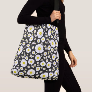 Ajustable Sac carrossable de pavots blancs (2 tailles)