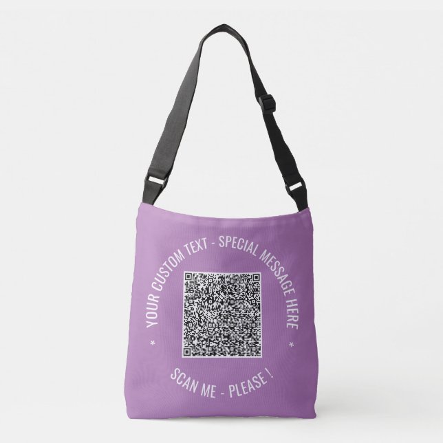Ajustable Sac carrossable mauve-texte personnalisé QR Code S (Devant)