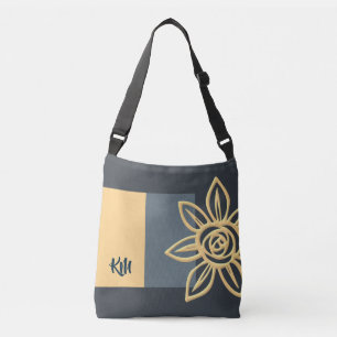 Ajustable Sac carrossable monogramme avec grande fleur jaune