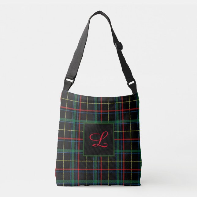 Ajustable Sac carrossable Monogramme Tartan (Devant)
