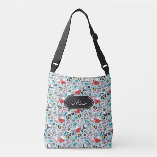 Ajustable Sac de carrossage bleu Sushi Kawaii (Devant)