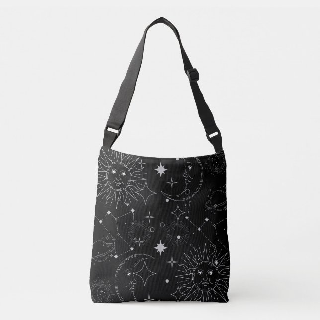 AJUSTABLE SAC DE CROISEMENT D'ASTROLOGIE (NOIR) (Devant)