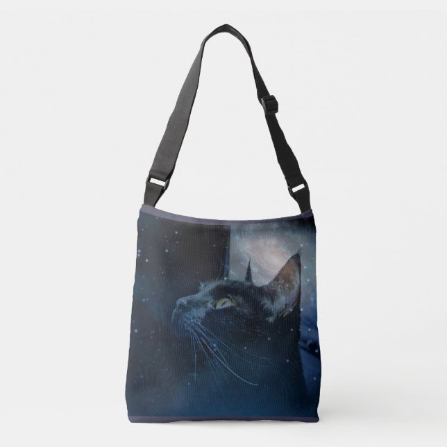 Ajustable Sac d'épaule de croisement de Kitty de magie noire (Devant)