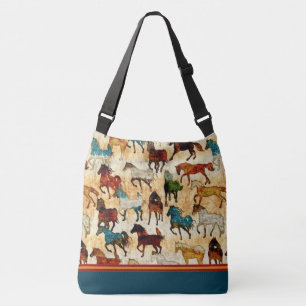Ajustable Sac fourre-tout croisé à corps de chevaux sauvag