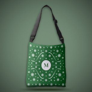 Ajustable Sac fourre-tout de monogramme Emerald Green Flower