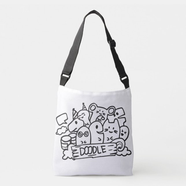 Ajustable Sac fourre-tout Doodle Design (Devant)
