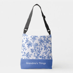 Ajustable Sac fourre-tout floral bleu personnalisé