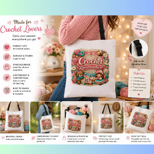 Ajustable Sac fourre-tout pour amoureux du crochet Sac cad
