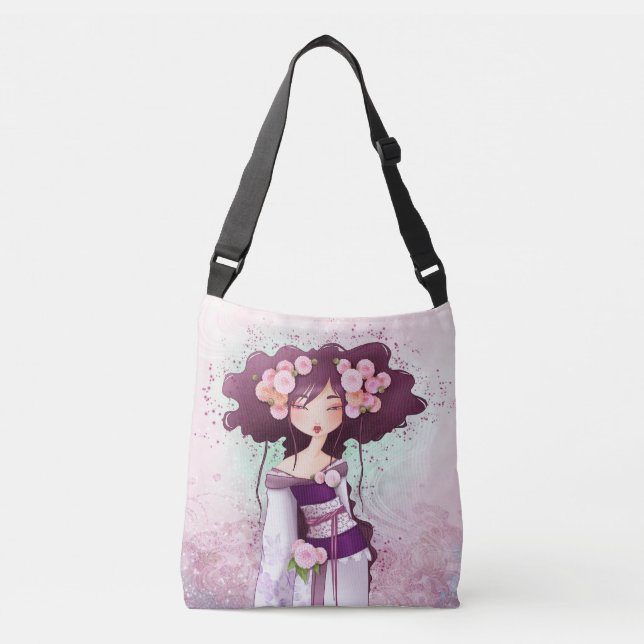 Ajustable sac illustration geisha dahlia (Devant)